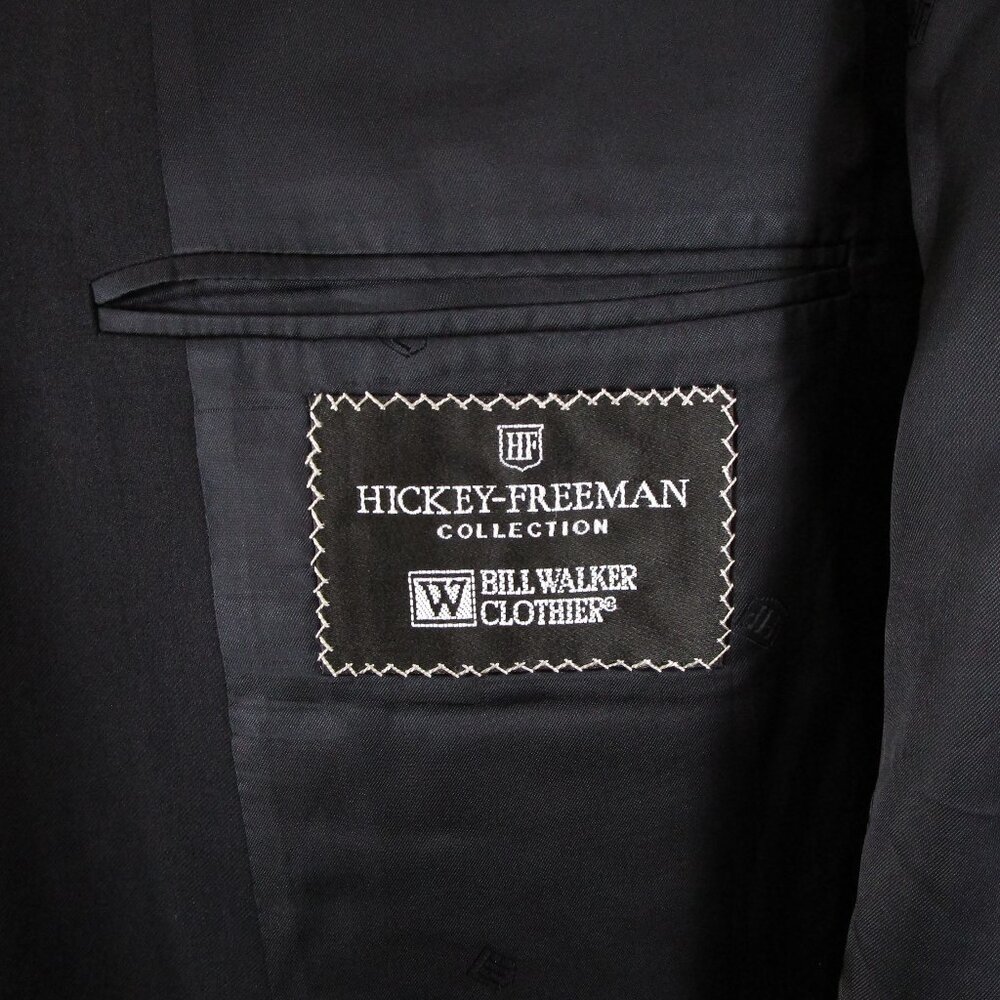 Hickey Freeman Collection Solid Black Wool Cashme… - image 8